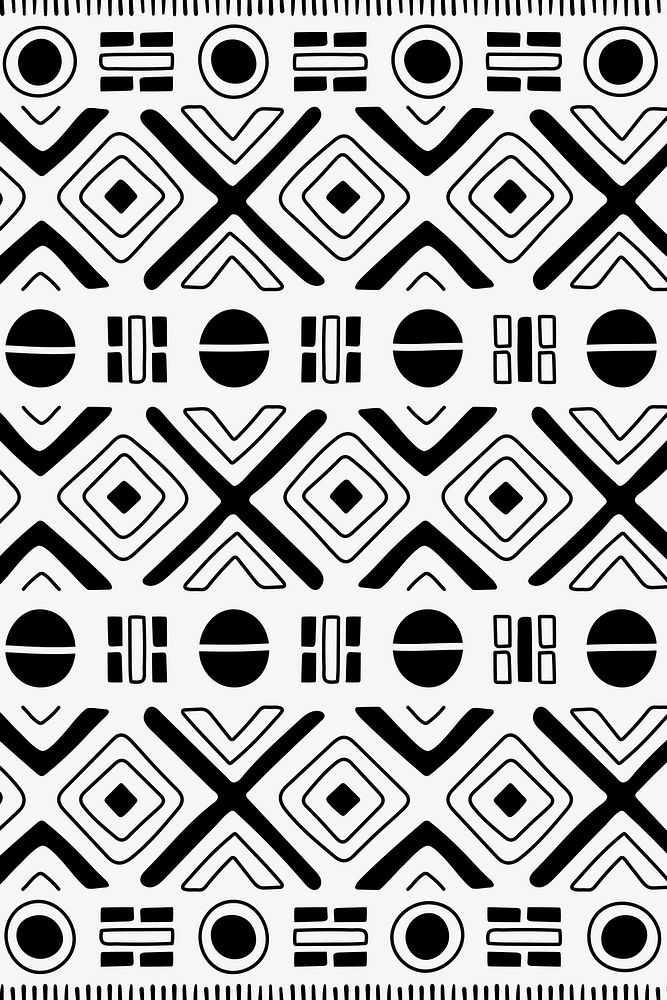 Pattern background, ethnic aztec design, black and white geometric style