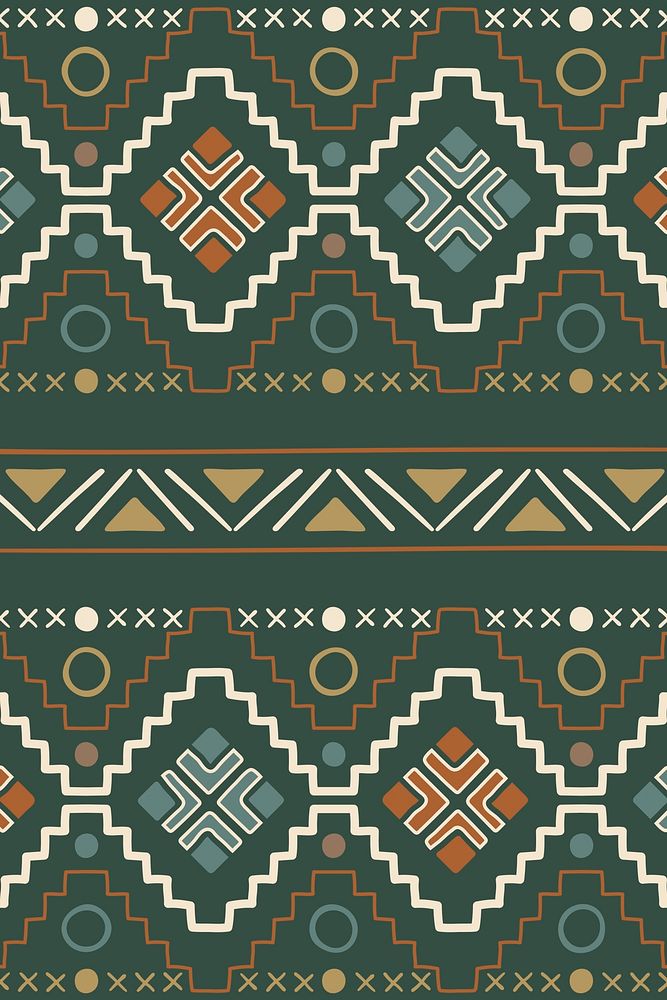 Pattern background, ethnic aztec design, green geometric style