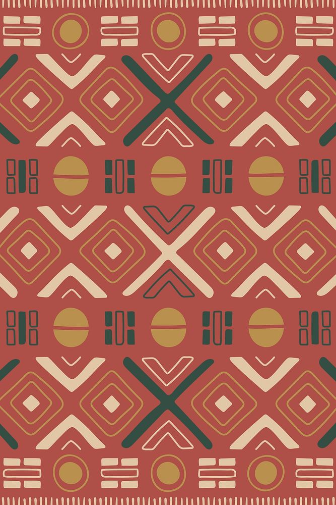 Ethnic pattern background, red geometric design