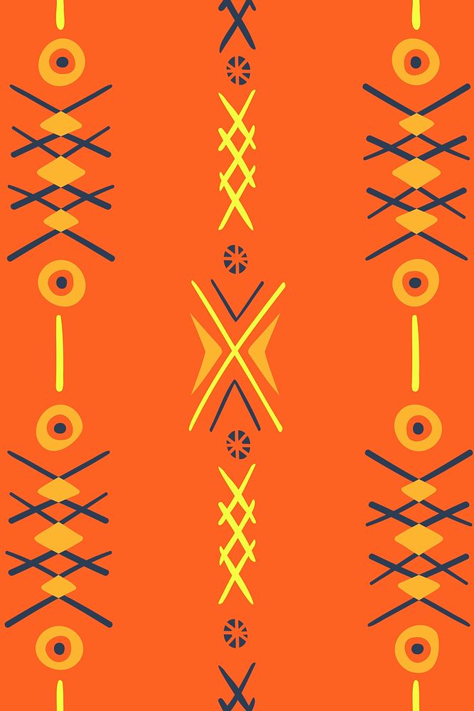 Pattern background, tribal aztec design, orange geometric style