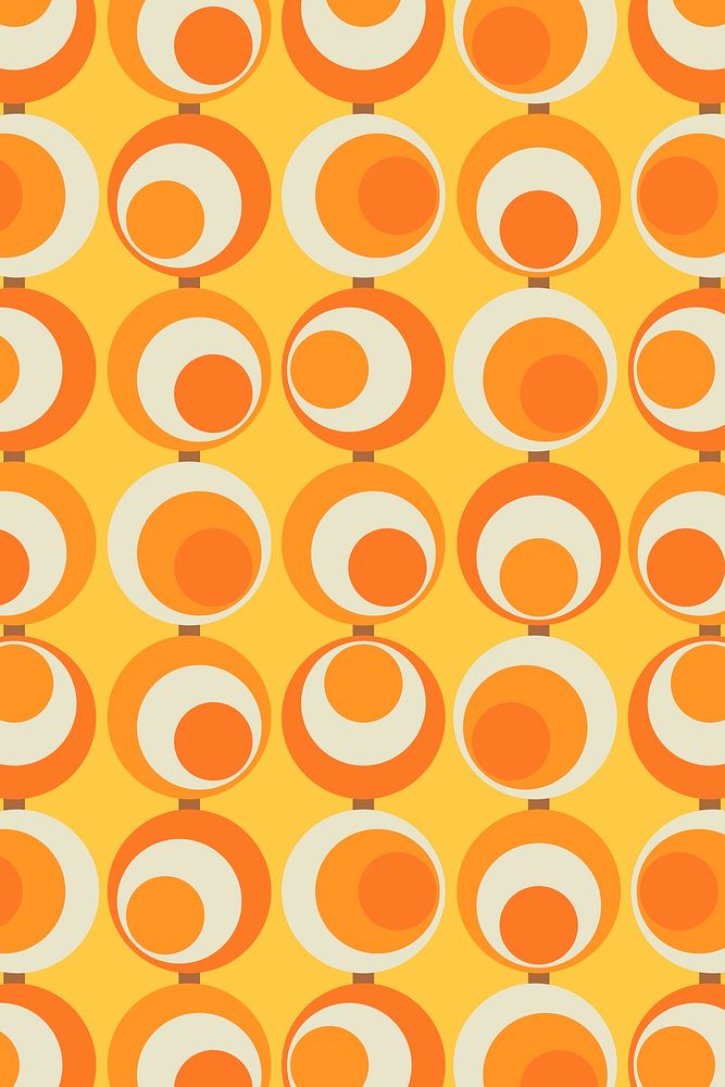 Orange geometric background, retro circle shape design