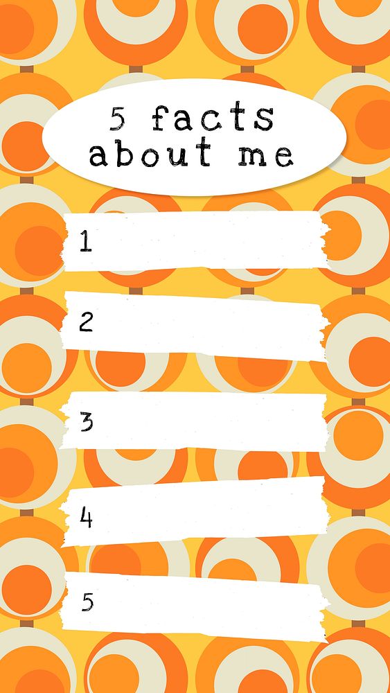 Instagram story template, 5 facts about me, editable design for increased engagement vector