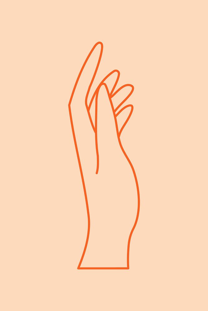 Aesthetic hand background, peach color line art design