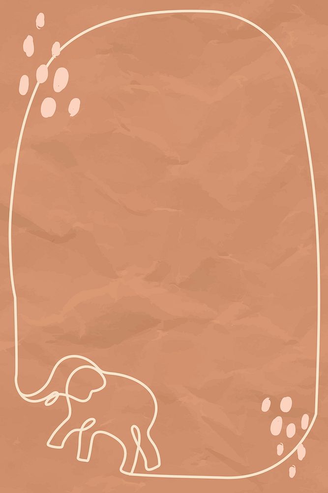 Aesthetic elephant frame, brown background