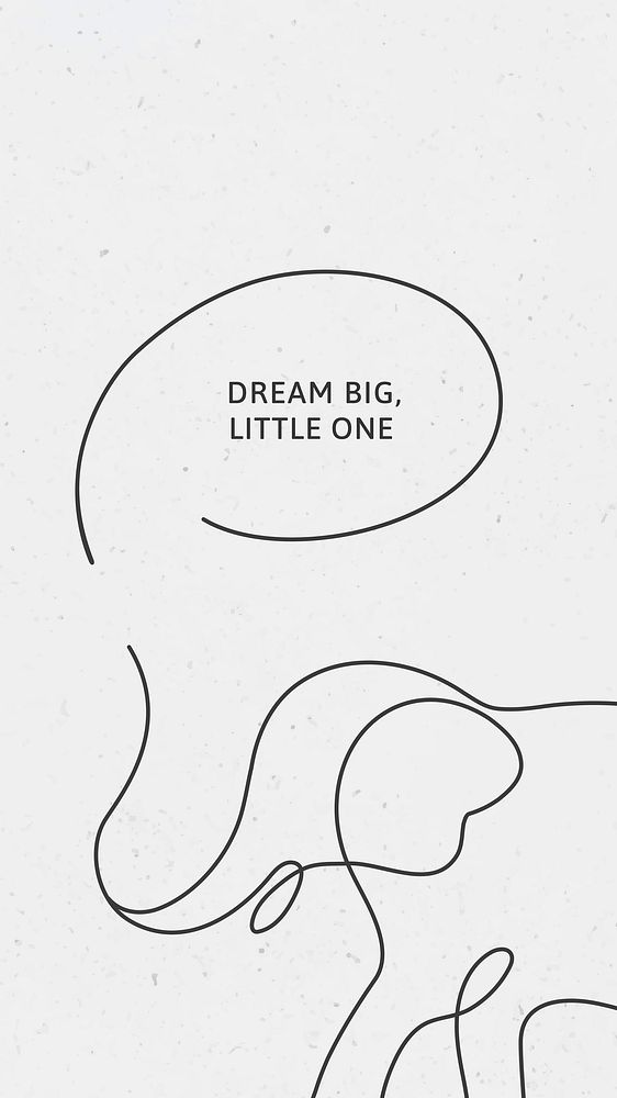 Minimal elephant iPhone wallpaper template vector, dream big little one