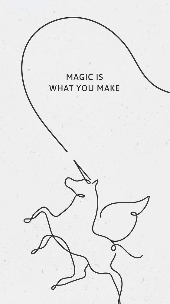 Minimal unicorn iPhone wallpaper template, magic is what you make quote vector