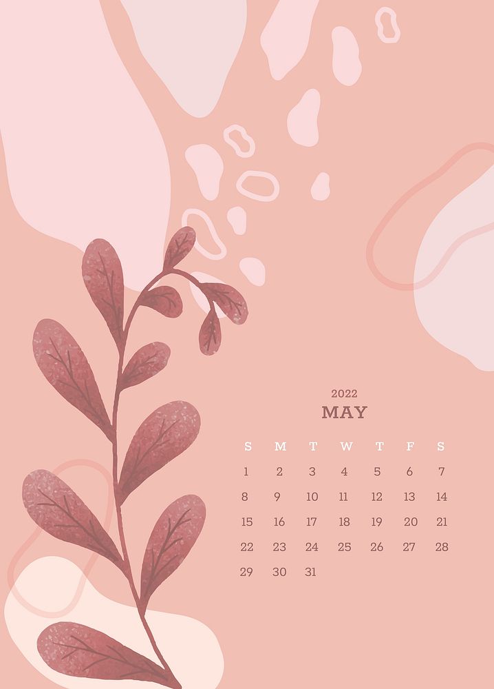 Botanical May monthly editable calendar background vector