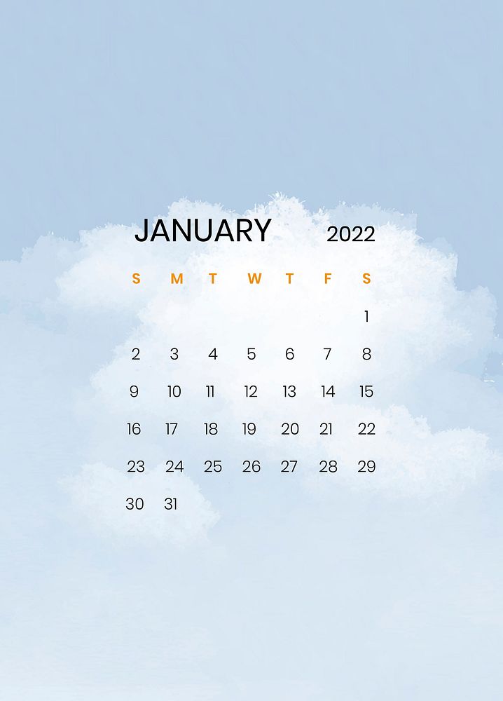 Botanical January monthly editable calendar background vector