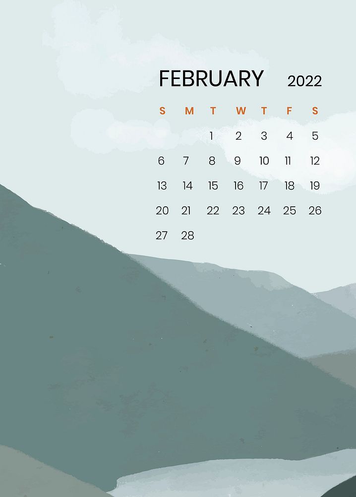 Mountain February monthly calendar editable | Free Vector - rawpixel