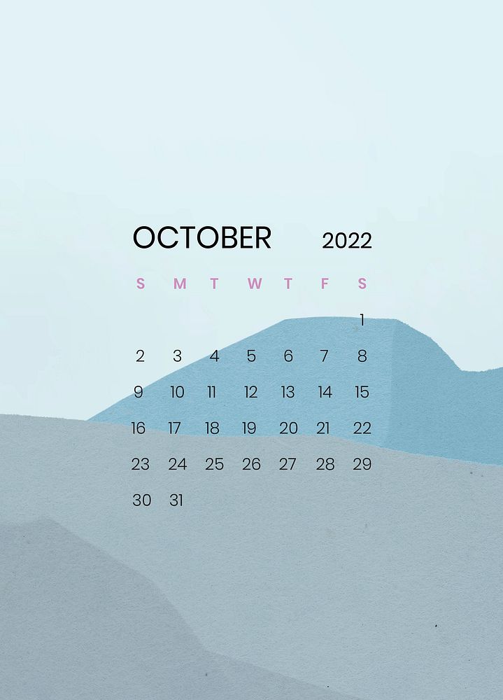 Mountain October monthly editable calendar | Free PSD - rawpixel