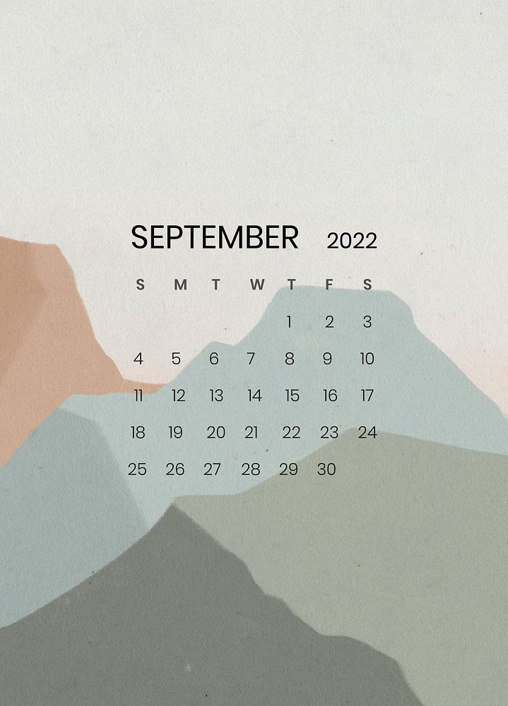 Mountain monthly editable calendar background psd, September