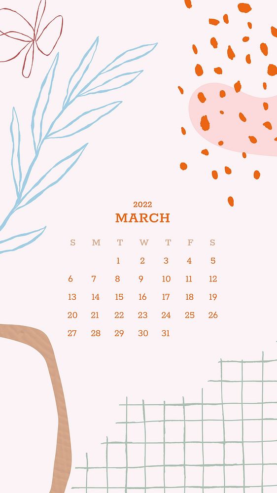 Botanical abstract March monthly calendar | Premium Photo - rawpixel