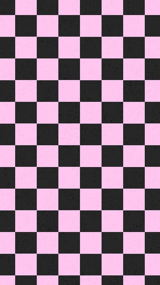 Pink checkered mobile wallpaper, pattern background 