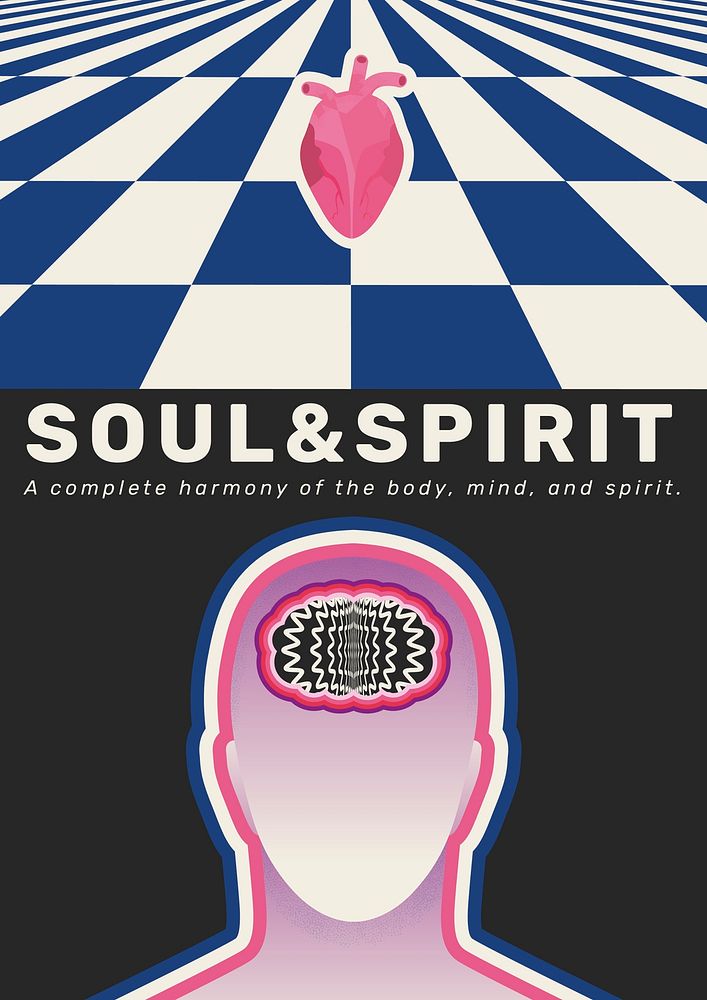 Soul & spirit poster template psd, editable design for mental health awareness