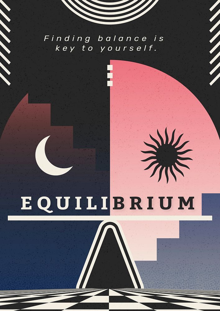 Equilibrium poster template psd, editable design for mental health awareness