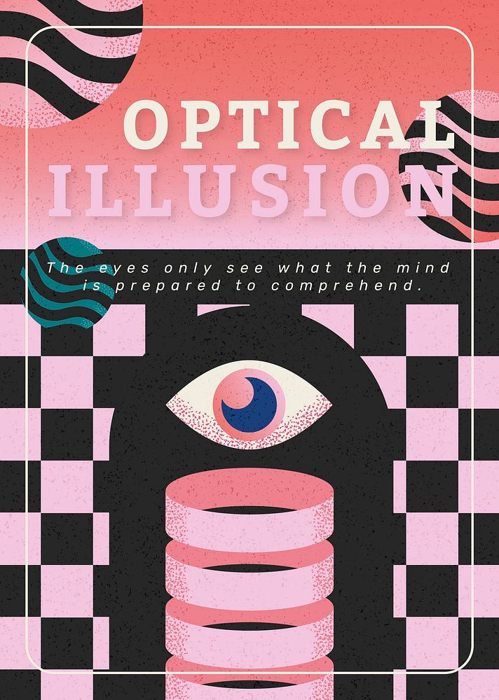 Optical illusion poster template, editable design for mental health awareness vector