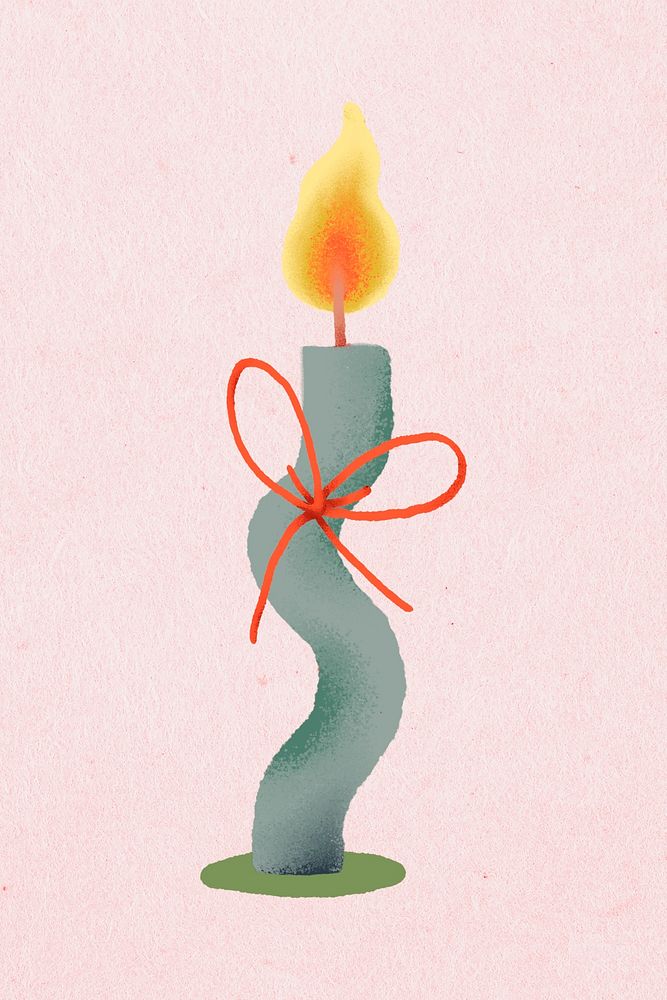 Christmas candle doodle, cute illustration psd