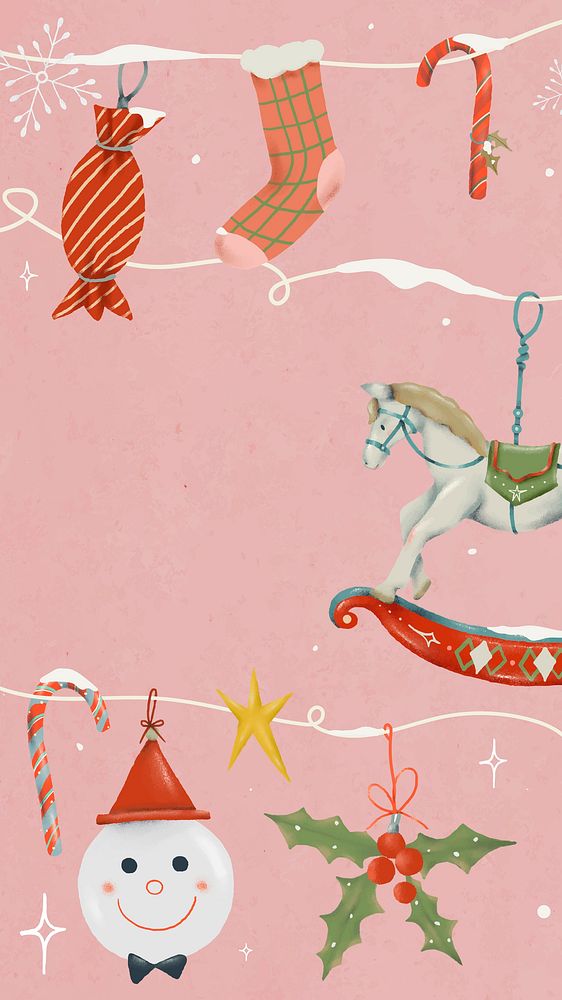 Winter mobile wallpaper, Christmas holidays season illustration