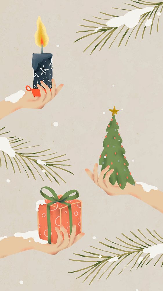 Winter holiday mobile wallpaper, Christmas celebration illustration
