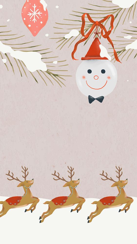 Winter iPhone wallpaper, Christmas holidays season illustration