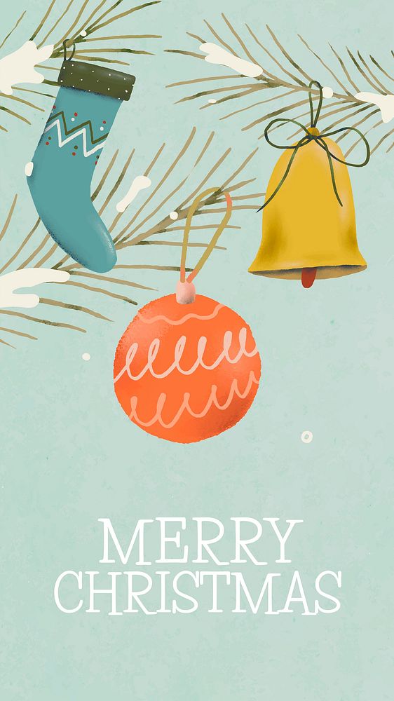 Merry Christmas template, Instagram story post, winter holiday season vector