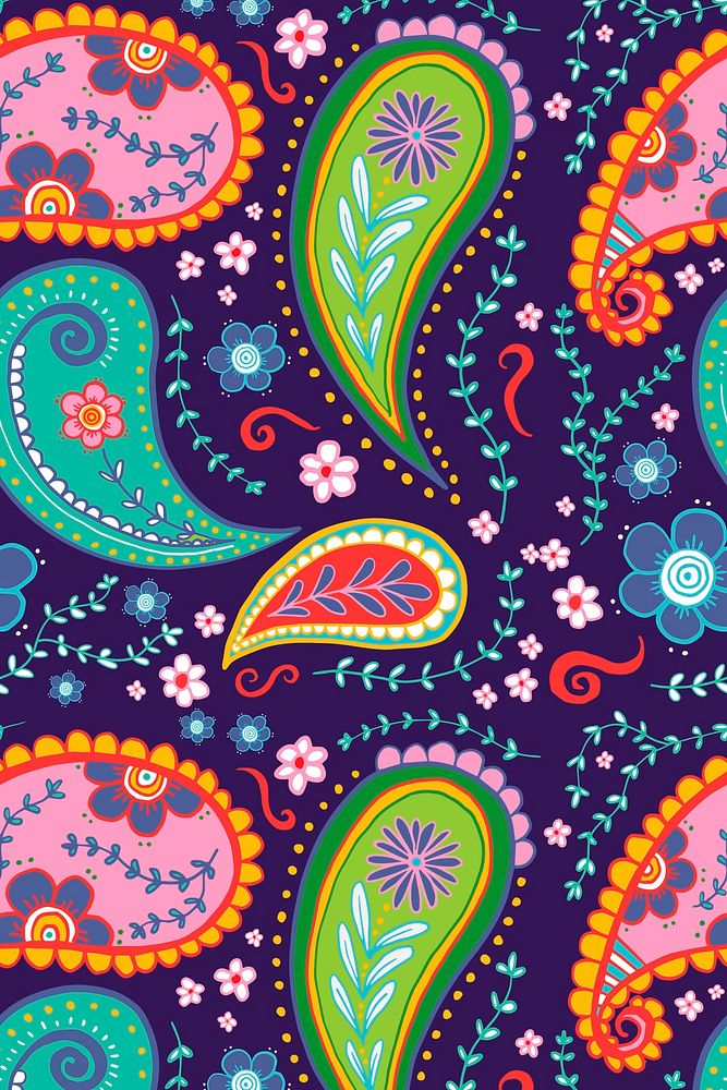 Paisley pattern background, colorful mandala illustration