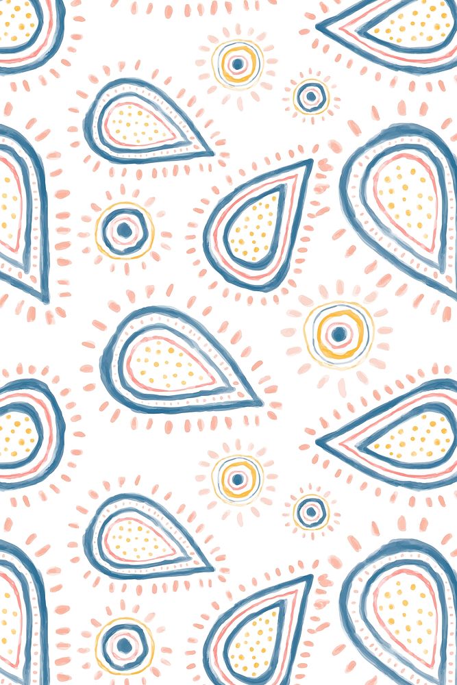 Paisley doodle background, cute pattern in pastel for kids