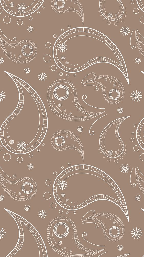 Aesthetic paisley phone wallpaper, brown henna pattern