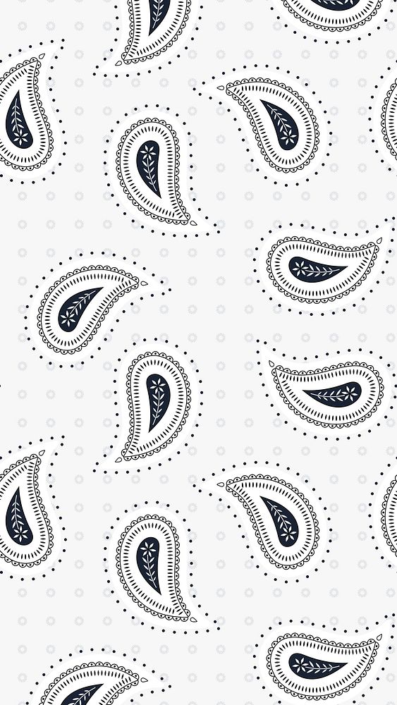 White Indian paisley iPhone wallpaper, traditional pattern background