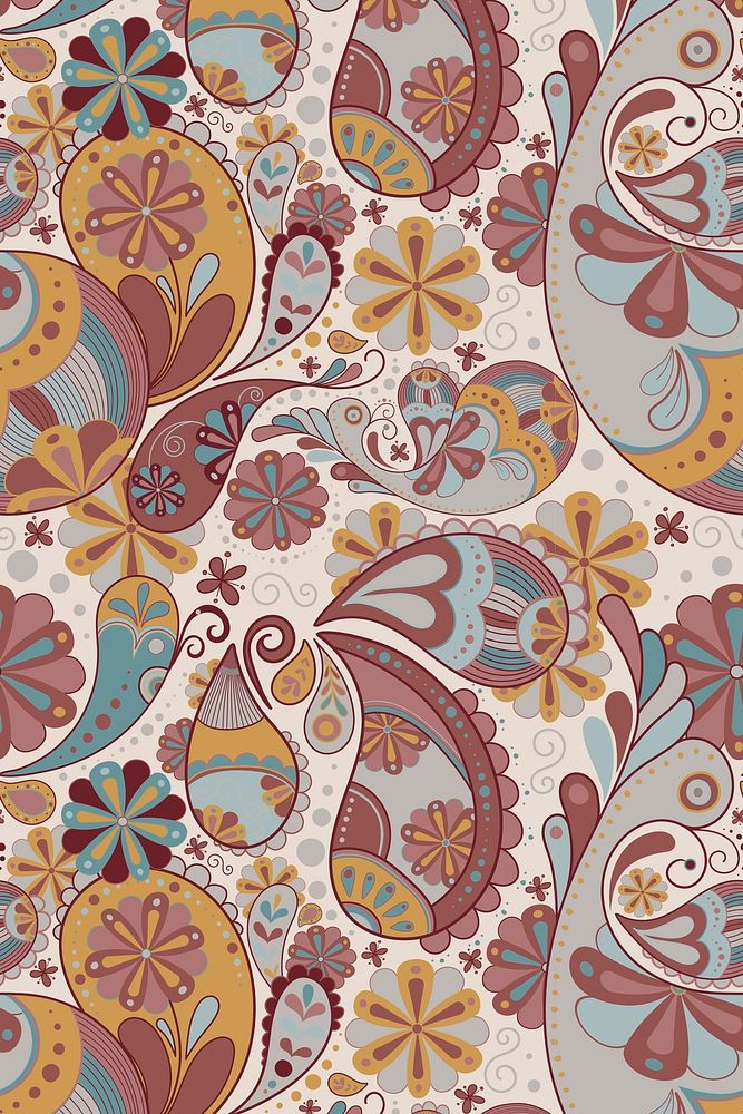 Aesthetic paisley background, henna pattern in earth tone
