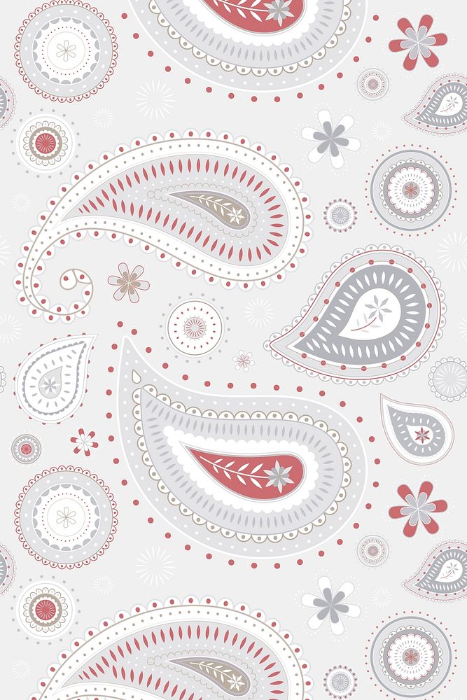 Red feminine background, paisley pattern, abstract design