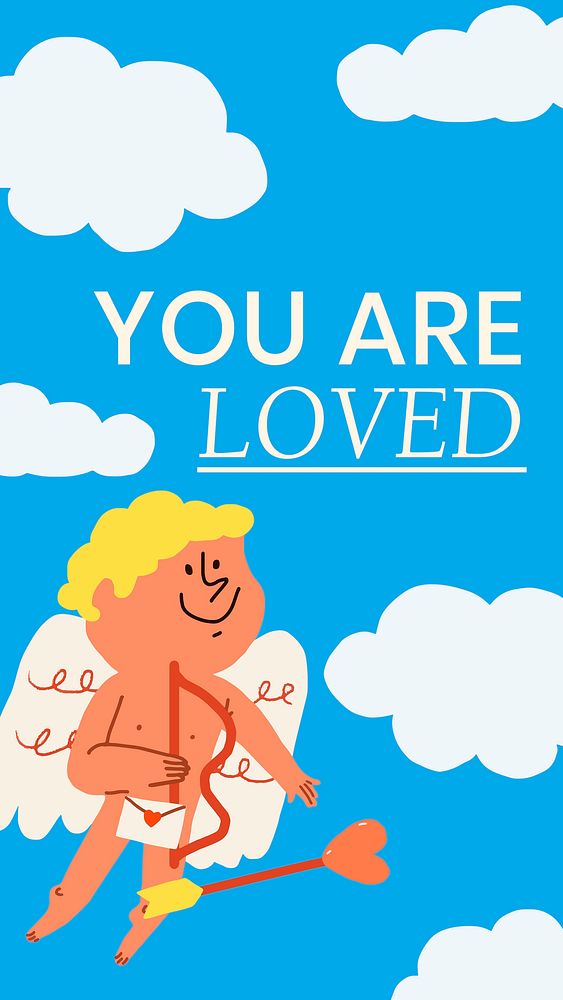 You are loved template, Valentine&rsquo;s celebration story for Instagram vector