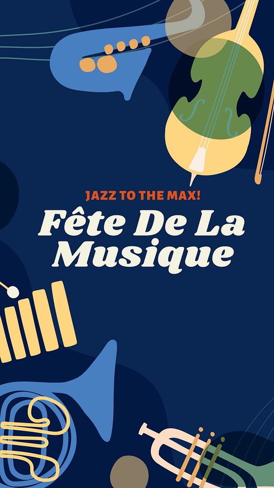 Retro music Instagram story template, jazz festival advertisement in colorful design vector