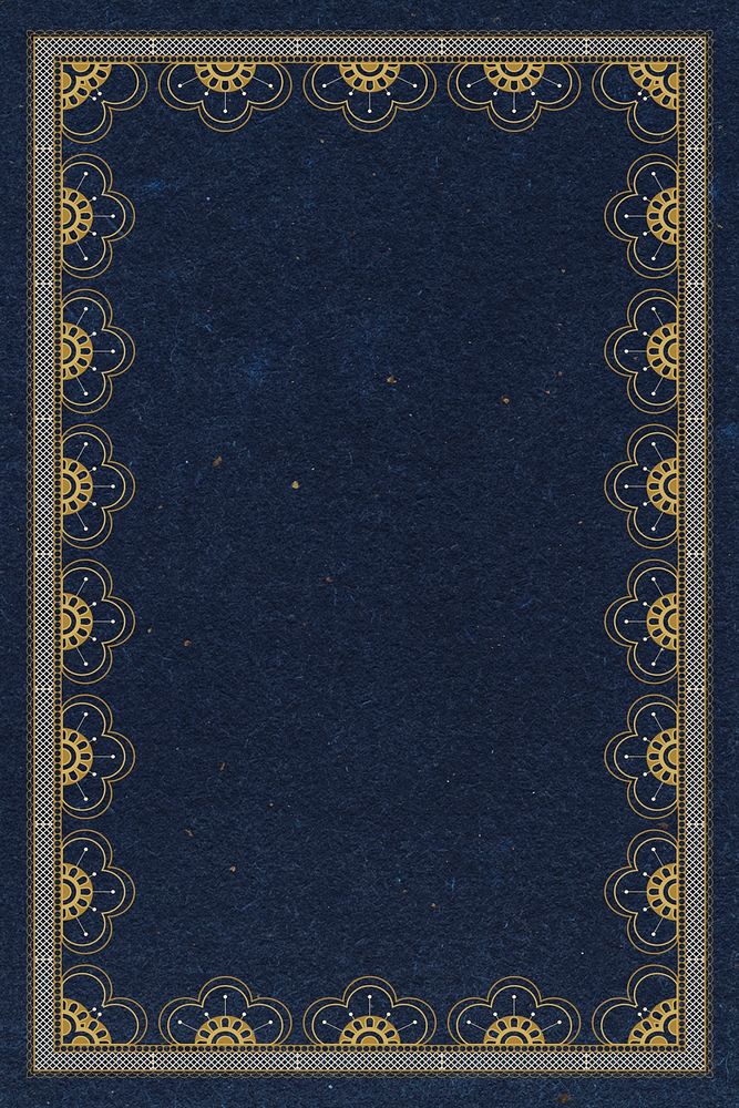 Lace crochet frame background, floral blue design psd