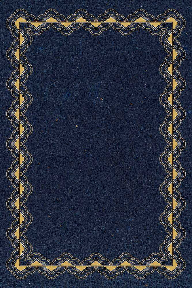 Vintage lace frame background, floral blue crochet
