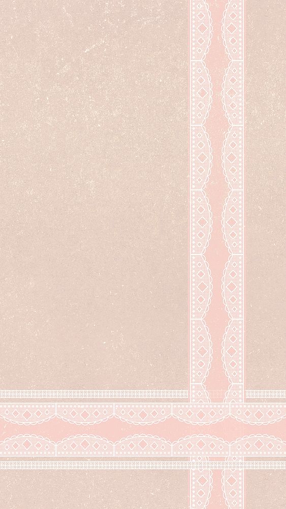 Lace border iPhone wallpaper, vintage nude pink psd