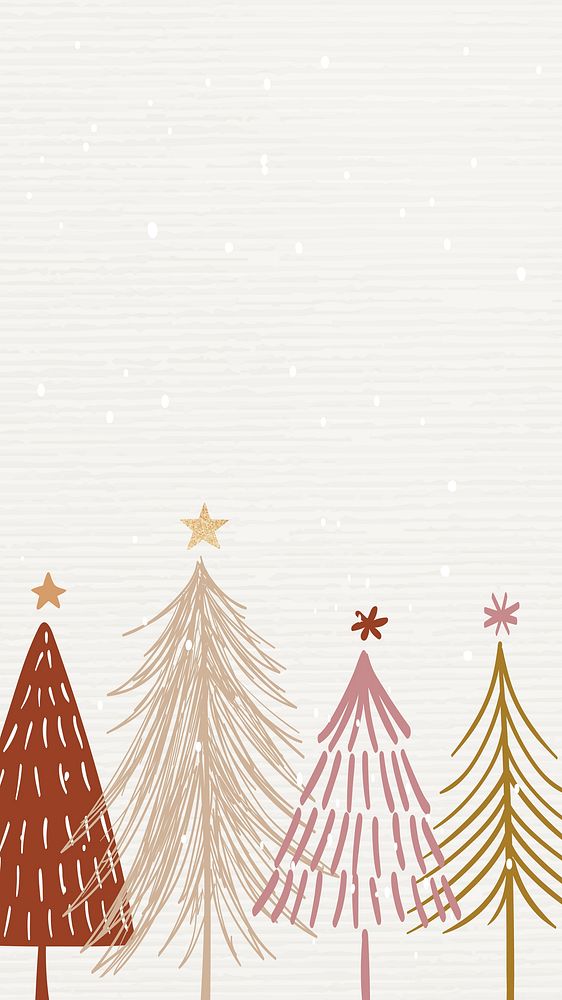 Cream Christmas mobile wallpaper, aesthetic winter doodle