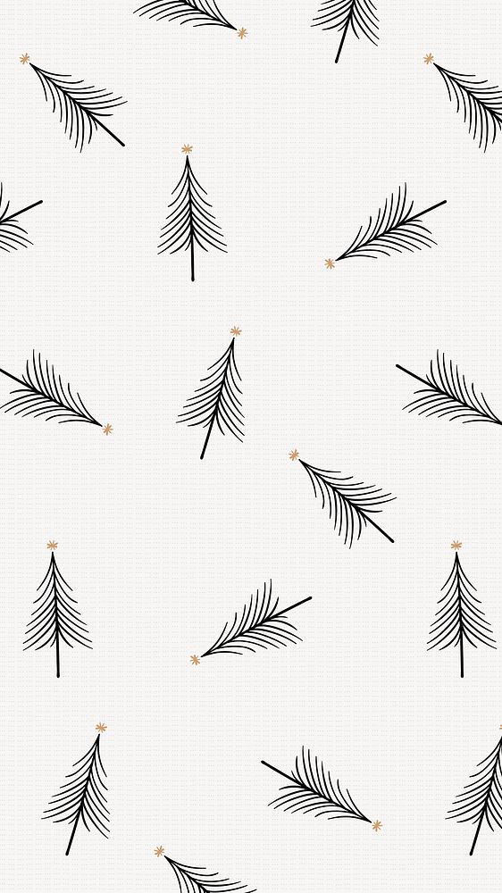 Christmas iPhone wallpaper, cute doodle pattern in black and white