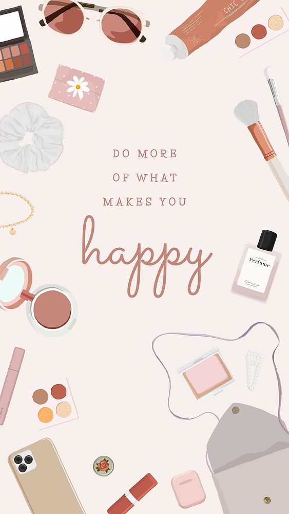 Lifestyle Instagram story template, feminine illustration with quote vector