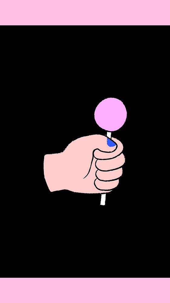 Lollipop border mobile wallpaper, pink border with black background vector
