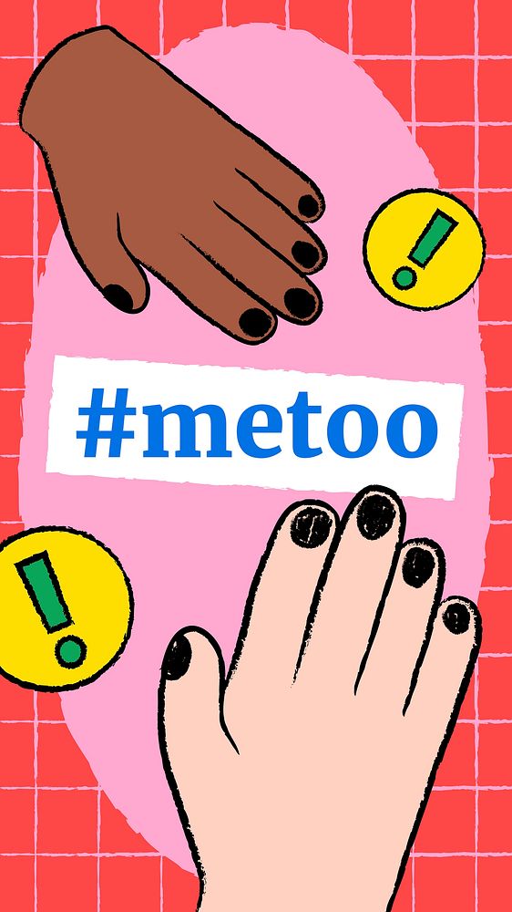 #metoo movement Instagram story template, funky doodle in colorful design vector