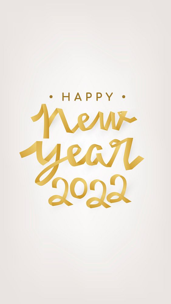 New Year 2022 iPhone wallpaper, holiday greeting typography vector