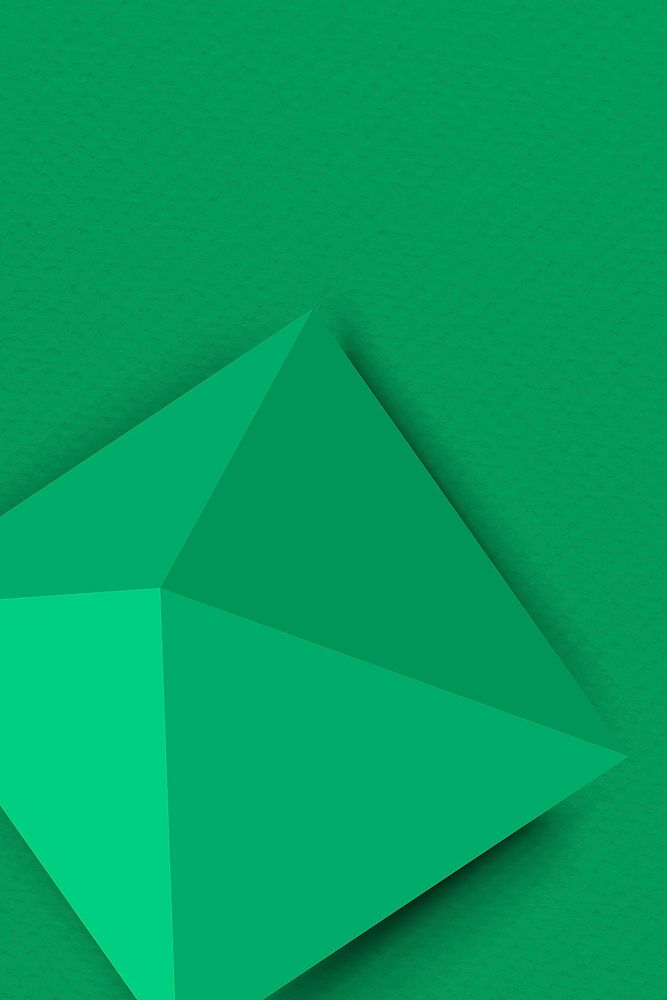 Green pyramid background, geometric 3D rendered shape psd