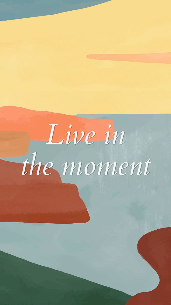 Abstract lake instagram story template vector "Live in the moment"