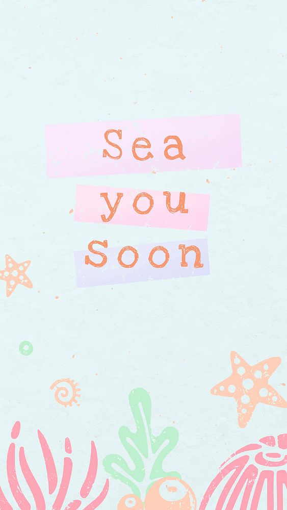 Aesthetic Instagram story template, marine life design vector, sea you soon