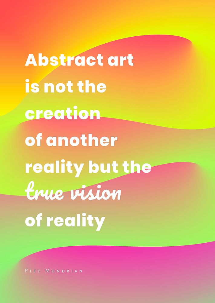Abstract poster template, colorful 3D design with inspirational quote psd