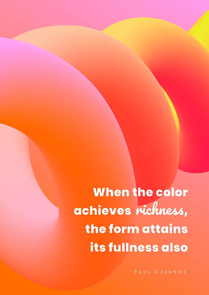 Abstract poster template, colorful 3D design with inspirational quote psd