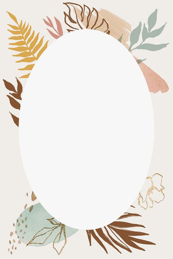 Pastel botanical frame, leaf line art illustration for scrapbook