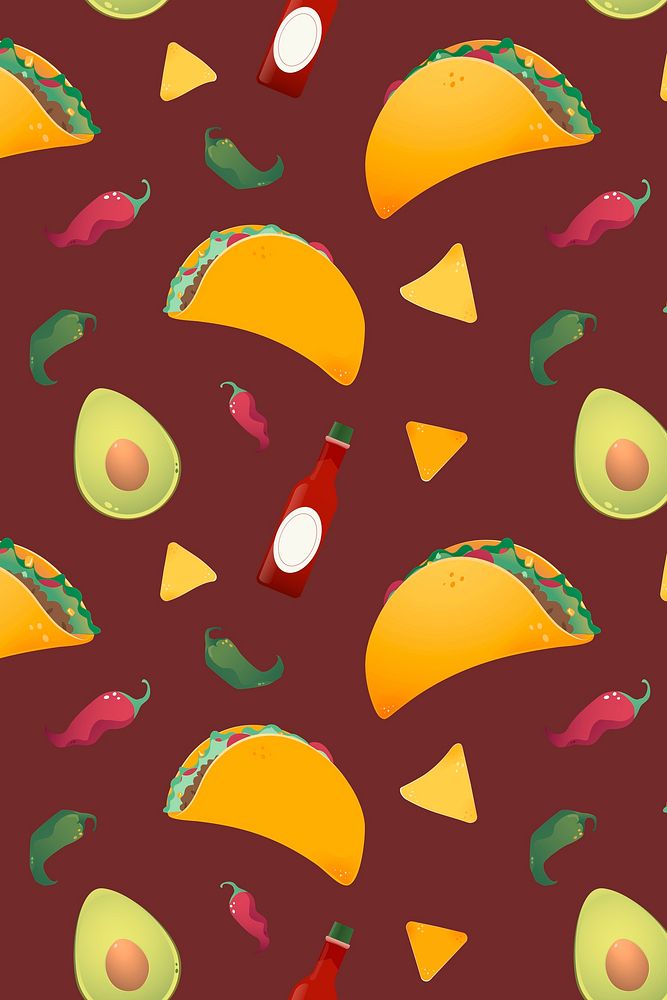Mexican food pattern background, colorful design