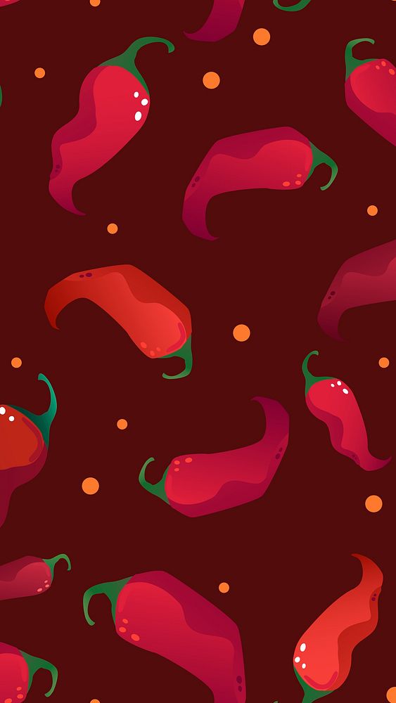 Mexican chili pattern phone wallpaper, Jalapeno illustration HD background